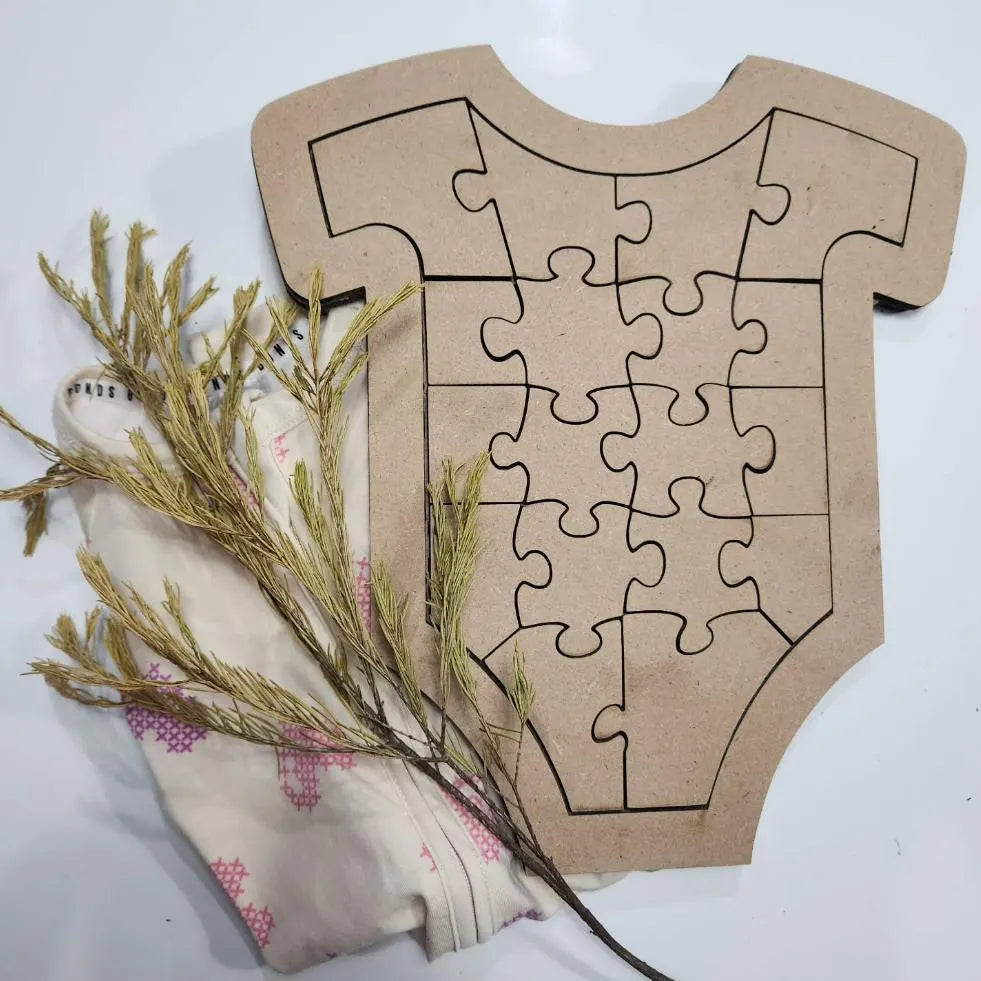 Baby Shower Puzzle Guest Book l Romper Shape l Wooden Puzzle 5mm thick