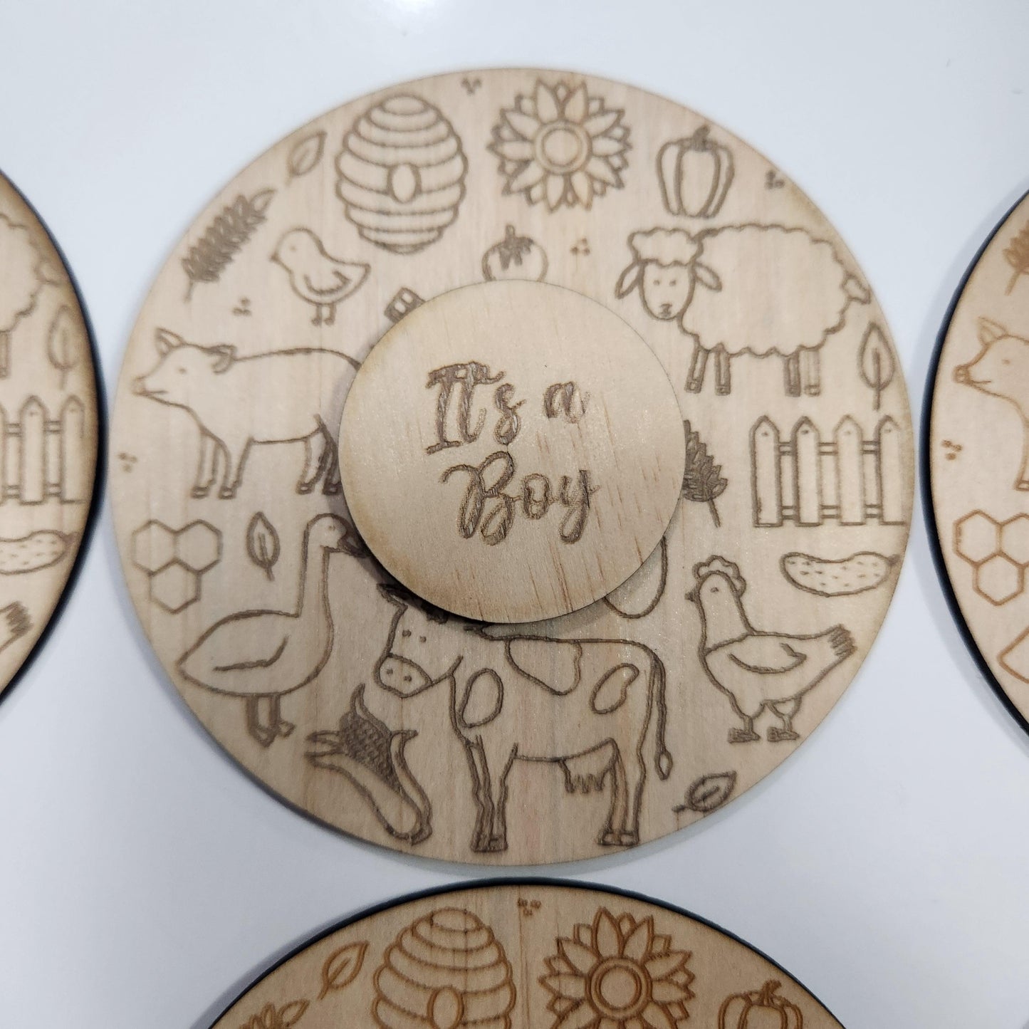 Farm Animal Monthly Milestone Plaques | Set of 17 Wooden Baby Discs | Handmade Baby Shower Gift (Copy)