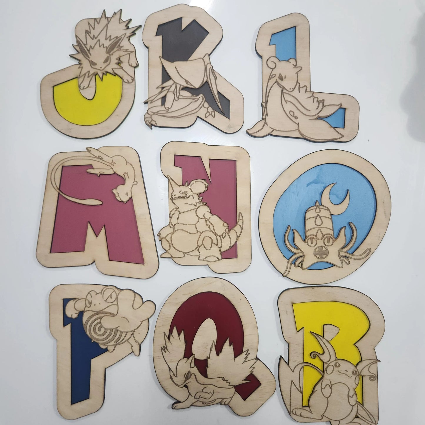 2 Layer PKMN-Inspired A-Z Alphabet | 26 Unique Letters Featuring Fan-Favorite Monsters | Laser Cut File for Decor